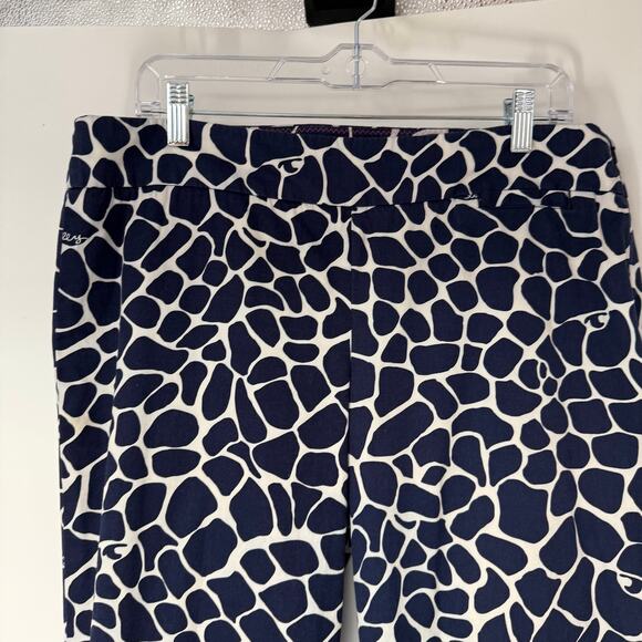 Lilly Pulitzer Spotted Animal Print Palm Beach Fit Capri Crop Pant Women 12 Blue - Picture 3 of 9